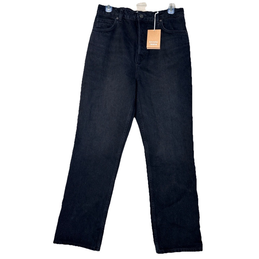 NWT REFORMATION CYNTHIA Jeans HIGH RISE Straight Leg Women's size 30 black Denim